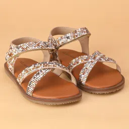Babyoye Marble Print Sandals with Velcro Closure - Tan Brown image 2