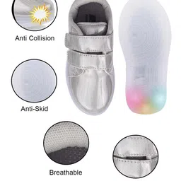 KATS Striped Detailed Velcro Closure LED Shoes - Silver image 3