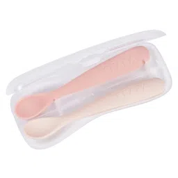 Beaba Set of 2 1st Stage Silicone Spoons Cotton Candy/Marshmallow image 2