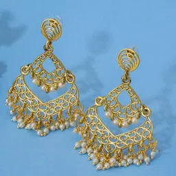 Anouk Gold Plated Artificial Beaded Circular Shaped Drop Earrings-picture-12