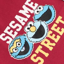 Taeko Single Jersey Knit Knee Length Shorts With Sesame Street Graphics - Red image 3