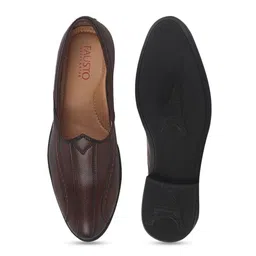 FAUSTO Men Textured PU Slip-On Ethnic Mojaris image 4