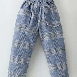 Robo Fry Cotton Knit Full Sleeves Solid Colour Shirt & Checkered Trouser with Hat Bow & Suspender - Navy Blue image 5