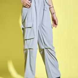 DIMPY GARMENTS Women Relaxed Loose Fit High-Rise Easy Wash Cargos Trousers image 5