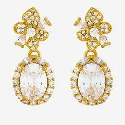 Kushal's Fashion Jewellery Gold-Plated Circular Shaped Zircon Studded Drop Earrings-picture-32