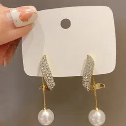 DressBerry Korean Pearls Beaded Contemporary Drop Earrings image 4