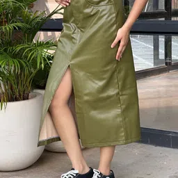 TANDUL Leather Midi-Length Pencil Skirts image 3