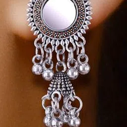 Sangria Set Of 6 Silver-Plated Dome Shaped Oxidized Jhumkas image 4