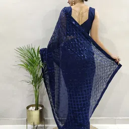 here&now Moda Rapido Sequinned Pure Georgette Saree image 3