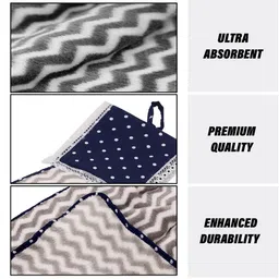 Kuber Industries 2-Pcs Grey & Blue Zig Zag Washbasin Hanging Kitchen Towel With Ties image 4