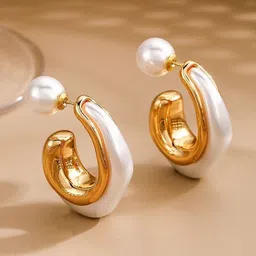 MEENAZ Geometric Half Hoop Earrings-picture-30