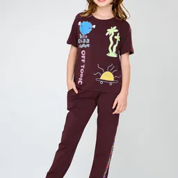 Zeyo Girls Typography Printed Night suit-image-37