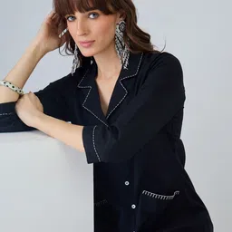 Indo Era Women Regular Thread Work Pure Cotton Kurta with Trousers image 3