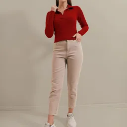 Dream Beauty Fashion Women Ribbed Shirt Style Top image 2