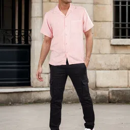 Celio Men Classic Cuban Collar Solid Cotton Casual Shirt-picture-18