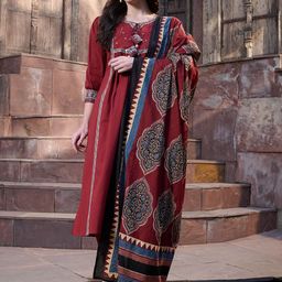 Stylum Women Regular Sequinned Pure Cotton Kurta with Trousers & With Dupatta-picture-33