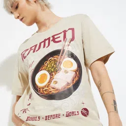 max Graphic Printed Round Neck Drop-Shoulder Sleeves Pure Cotton Oversized T-Shirt-image-46