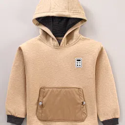 Little Kangaroos Full Sleeves Hooded Sweatshirt Solid - Brown-picture-15