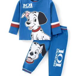 Babyhug Disney Cotton Knit Full Sleeves T-Shirt & Lounge Pants Set With 101 Dalmatians Graphics - Blue-picture-25