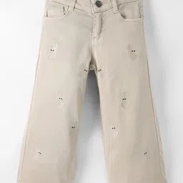 Olio Kids Cotton Woven Full Length Trouser with Bunny Embroidery - Khaki-picture-27