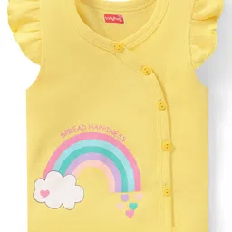 Babyhug 100% Cotton Knit Front Open Frill Sleeves Heart Printed Vest Pack of 3 - Multicolour image 2
