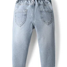 Babyhug Denim Full Length Washed Jeans With Stretch & Pockets - Light Blue image 2