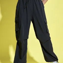 BUY NEW TREND Women Relaxed Loose Fit High-Rise Parachute Trousers-image-16
