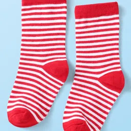 Cute Walk By Babyhug Cotton Knit Anti-Bacterial Ankle Length Socks With Stripe Design Pack of 3 - Red & Navy Blue image 4