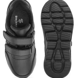 Stefens Solid Velcro Closure School Shoes - Black image 5