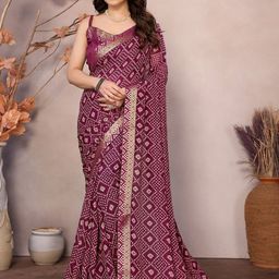KALINI Bandhani Poly Georgette Bandhani Saree-picture-19