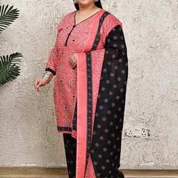 KALINI Women Plus Size Floral Printed Kurta with Salwar & Dupatta image 4