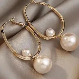 Estailo fashion Gold-Plated Pearls Beaded Spherical Hoop Earrings-picture-28