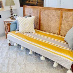 THROWPILLOW Yellow & White Printed Polyester 1 Piece Sofa Cover-picture-17