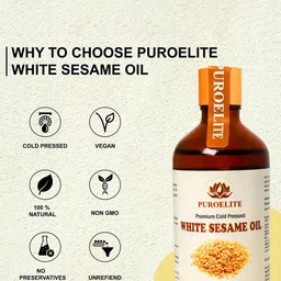 Puroelite Cold Pressed White Sesame Oil With Dropper For Hair & Glowing Skin - 100 ml image 4