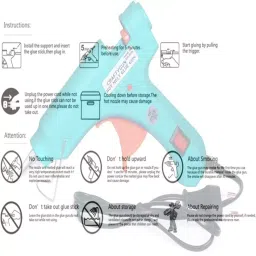 CRAFTYGUN 20 W Standard Temperature Mini Glue Gun with 4 Sticks Turquoise 7 mm Stick Diameter, TURQISS--MINI-4-STKKS-20WT image 3