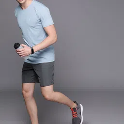 WROGN ACTIVE Men Blue & Grey Back Printed Round Neck T-shirt image 2