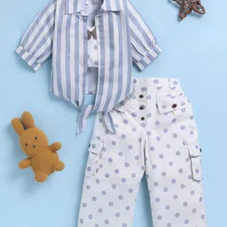 Toonyport Girls Printed Sgirt Collar T-shirt and Shirt with Trousers-image-15