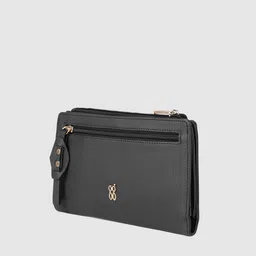 Baggit Women Black Textured Two Fold Wallet image 2
