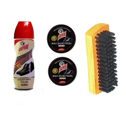 JEEBU 160 g Black/Natural Leather Shoe Polish & Single Side Brush Pack of 4 image 1