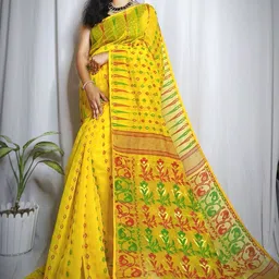 RIDDHIMAN FASHION Ethnic Motifs Pure Cotton Handloom Taant Saree-picture-23