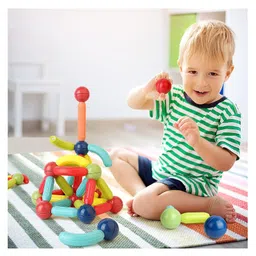 Bunie Magnetic Sticks Magnetic Balls Magnetic Blocks - 25 Pieces Multicolor-image-45