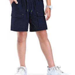 arias by lara dutta Arias Cotton Knit Solid Shorts With Neon Color Detailing - Blue-picture-2