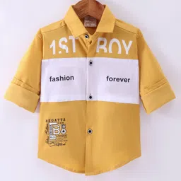 Rikidoos Full Sleeves Typography Printed Shirt - Yellow-picture-25
