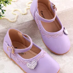 Cute Walk by Babyhug Clip Closure Ballerina with Heart Applique - Purple-picture-19