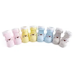 Kidofash Cotton Pack Of 4 Baby Animal Designed & Applique Detailed Socks - Pink-image-16