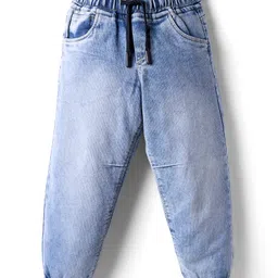 Olio Kids Denim Woven Full Length Solid Colour Jeans - Light Blue-picture-17