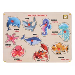 MINDMAKER Wooden Animals Knob Puzzles Multicolour - 19 Pieces image 2