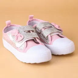 Cute Walk by Babyhug Casual Shoes With Velcro Closure Bow  Applique- Pink image 2