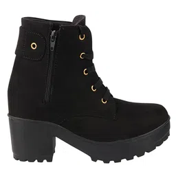 Shoetopia Solid Boots - Black image 4
