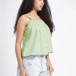 fusion by glitchez Striped Lace Detail A-Line Top image 5